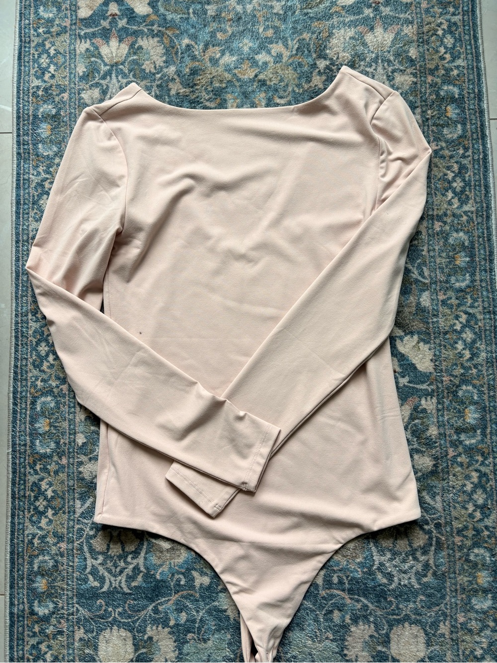 nuuds Long Sleeve back Scoop Bodysuit in Pale Blush